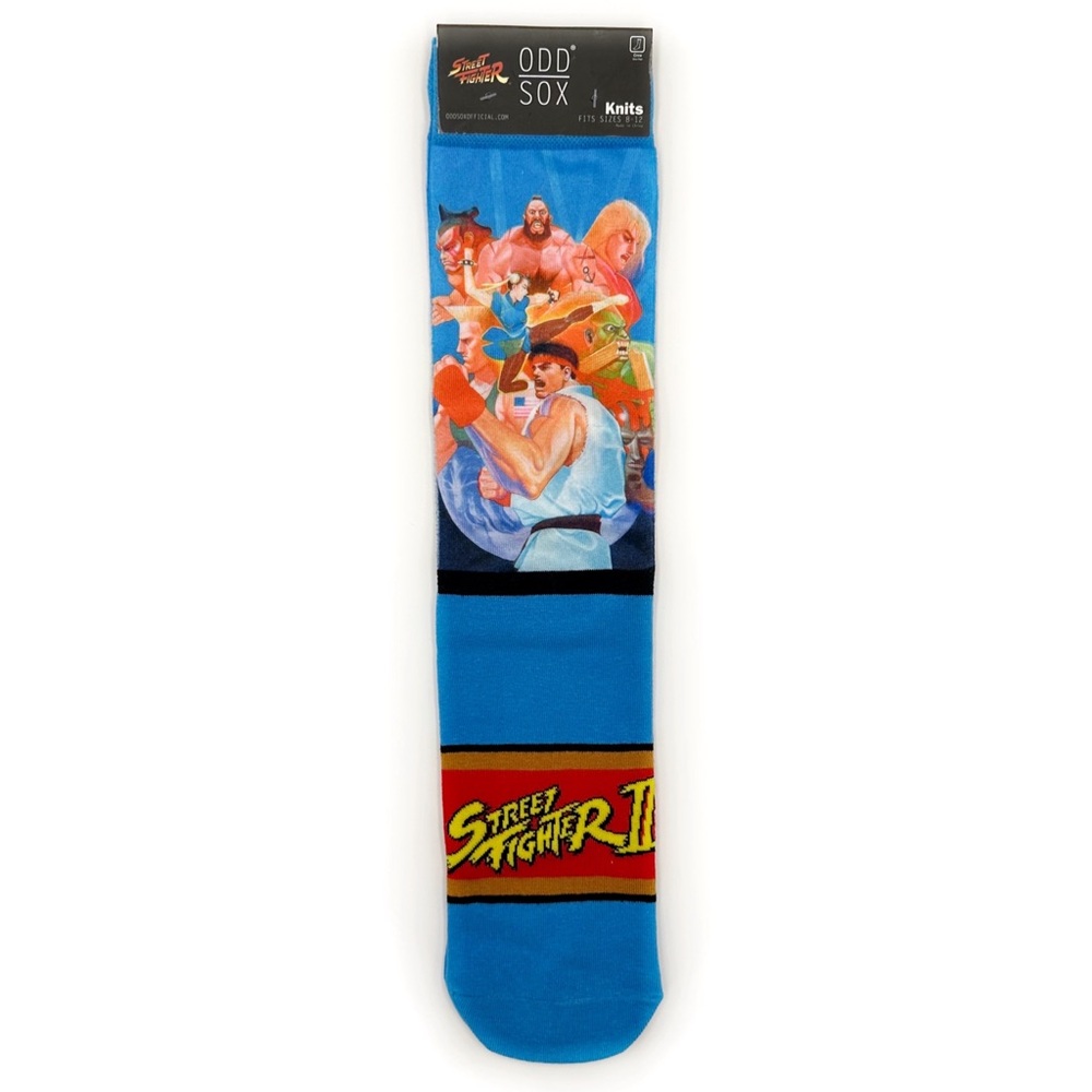 Odd Sox Street Fighter Crew Socks Mens Womens Video Game Fun Novelty Gift Blue